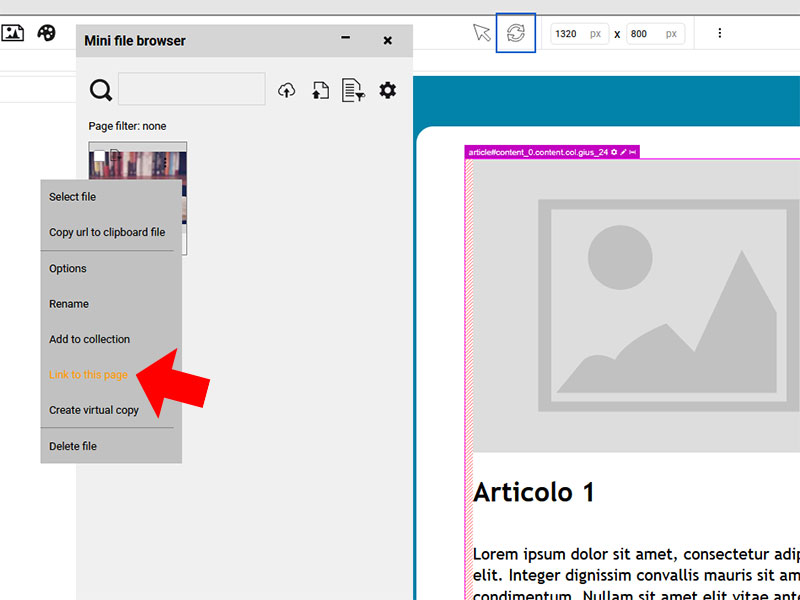 Mini file browser ilnk file to page